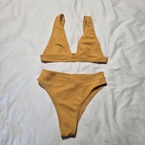 Zaful Mustard Yellow 2 Piece Cheeky Bikini Set